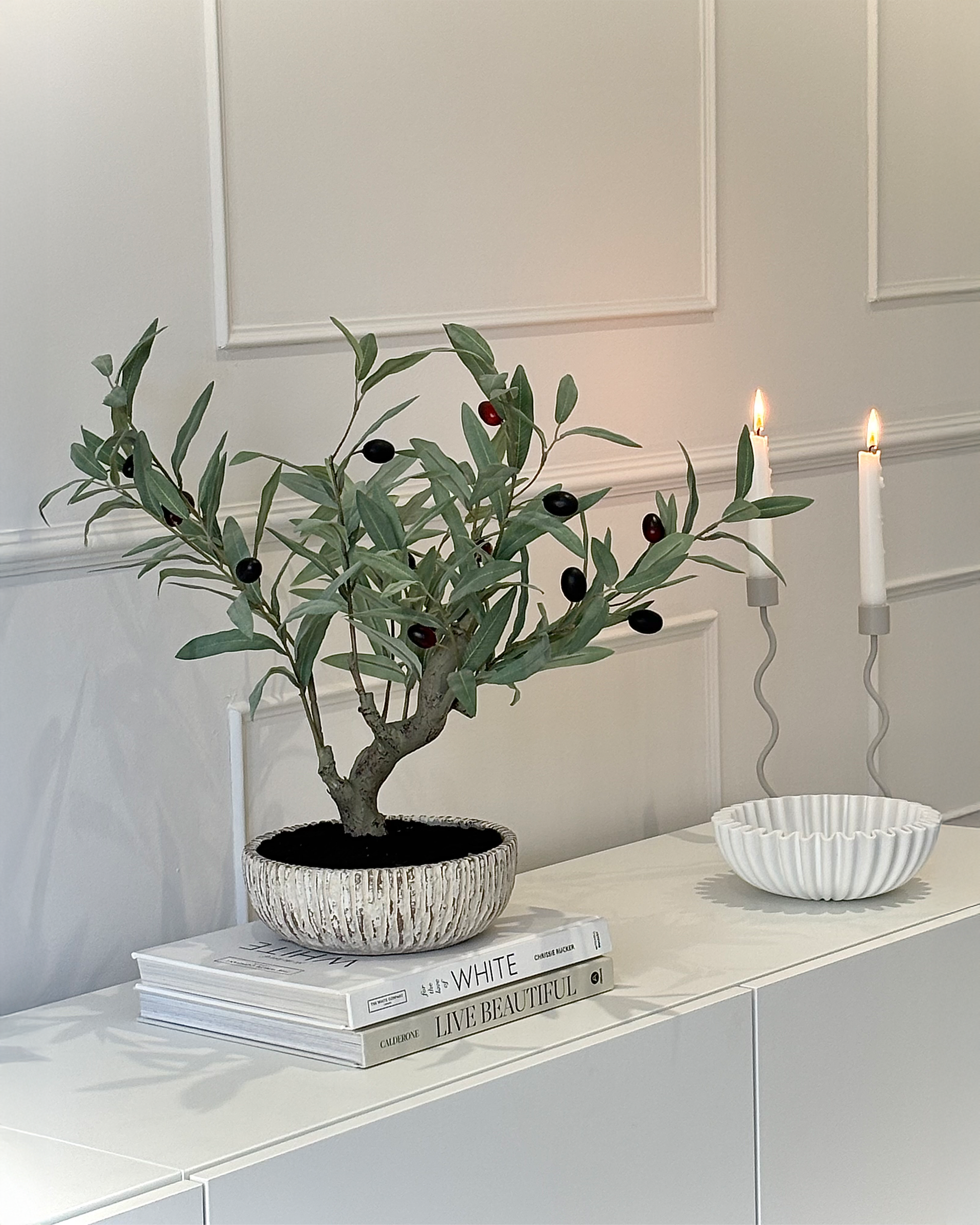 Lunier Mini Faux Olive Tree in Tuscan Artisanal Pot – 50cm